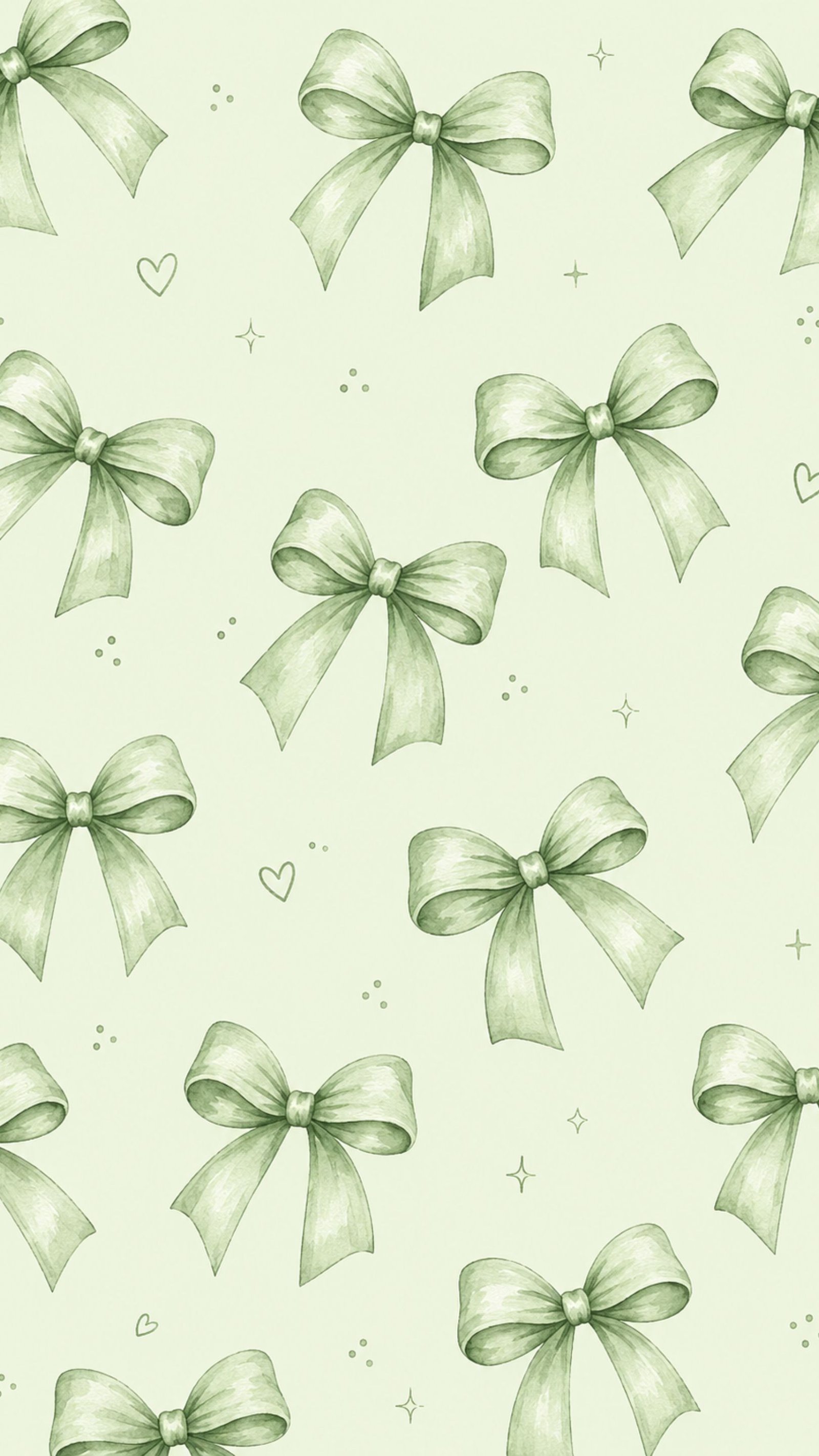 🎀 Sage Green Bow Aesthetic 4K Wallpaper